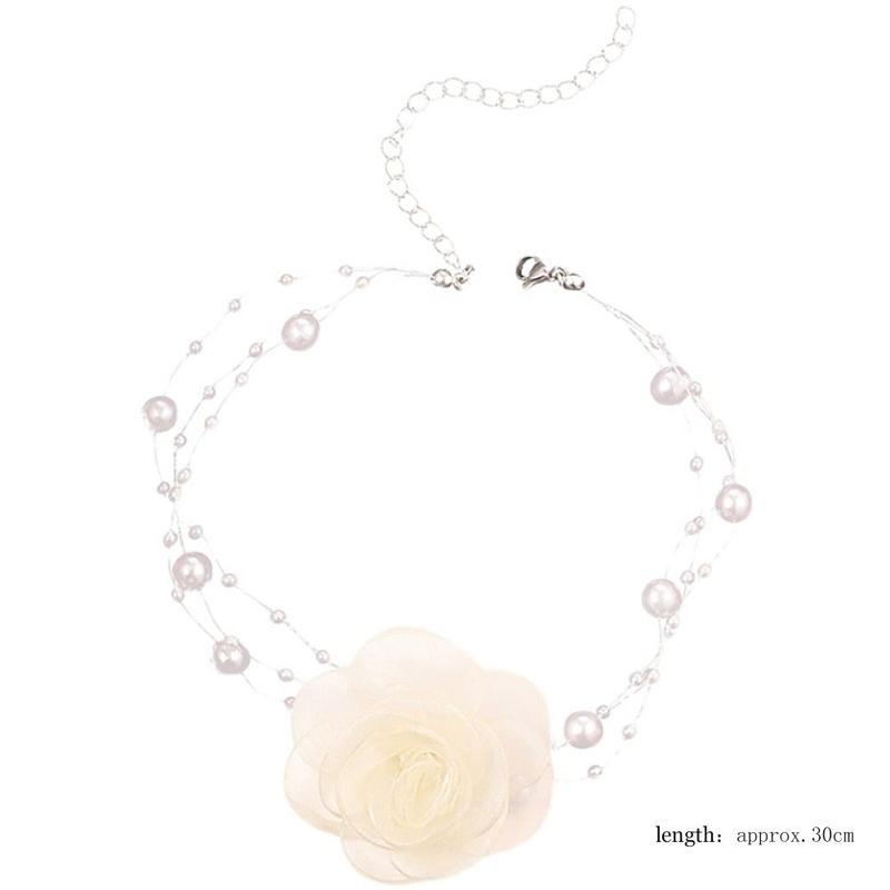 Vòng Cổ Choker Hoa Hồng, Ngọc Trai Ngọt Ngào Phụ Kiện Cổ, Vòng Cổ Choker Hoa Hồng, Dây Chuyền Xương Đòn Có Thể Điều Chỉnh Thích Hợp Cho Tiệc Cưới 2