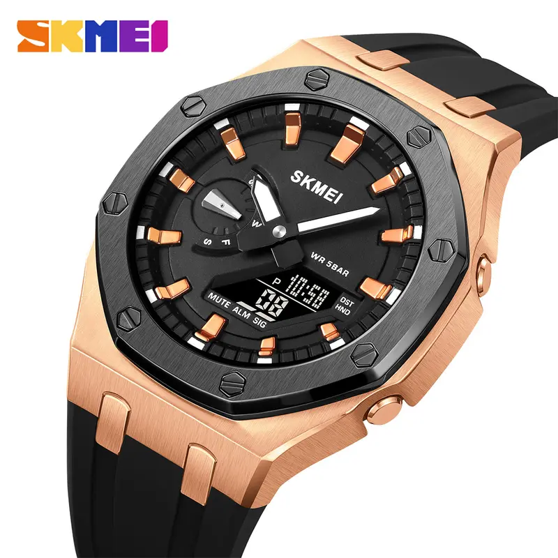Jam Tangan Pria Analog-Digital World Time Tahan air SKMEI 2243 0