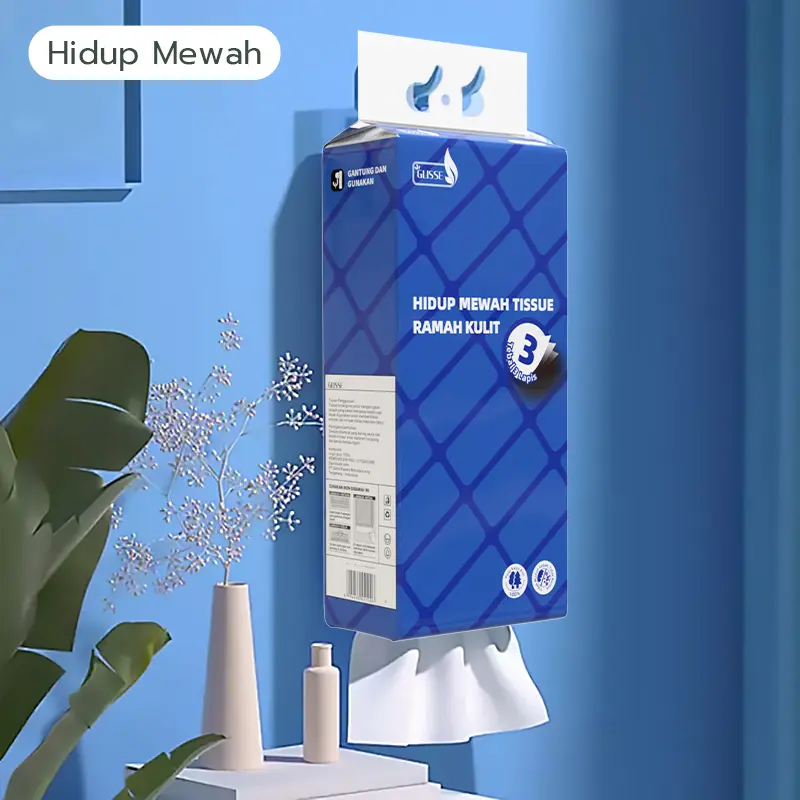 【Promo 2pck】Glisse Tisu Wajah Lembut, 100% Pulp Alami, Tisu Mewah, Tisu Gantung Ukuran Besar, Kertas Ukuran Besar. 6