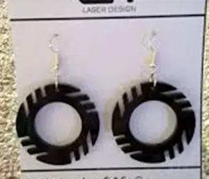 anting earing akrilik tulisan acrylic black round