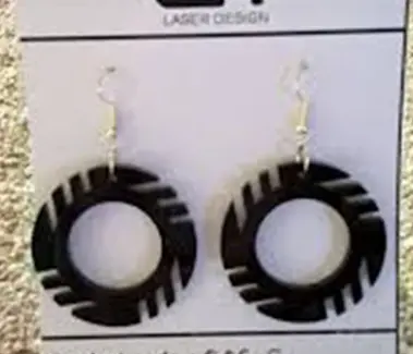 anting earing akrilik tulisan acrylic black round