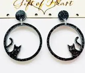 anting earing akrilik tulisan acrylic cat bulat