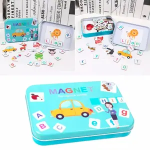 [capt] Mainan Edukasi Anak Permainan Kartu Pintar Puzzle Magnet Huruf Alfabet Susun Kosakata Kotak Kaleng - Magnetic Recognize Words Toys