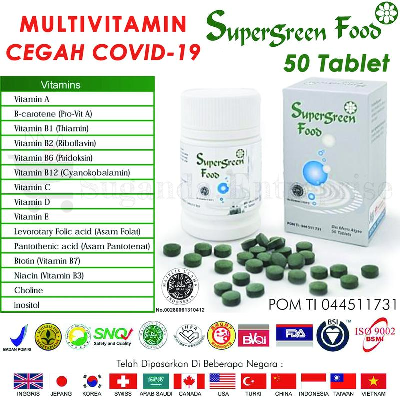 Supergreen Food SGF Suplemen Chlorella Spirulina Alami (50 Tab) 1