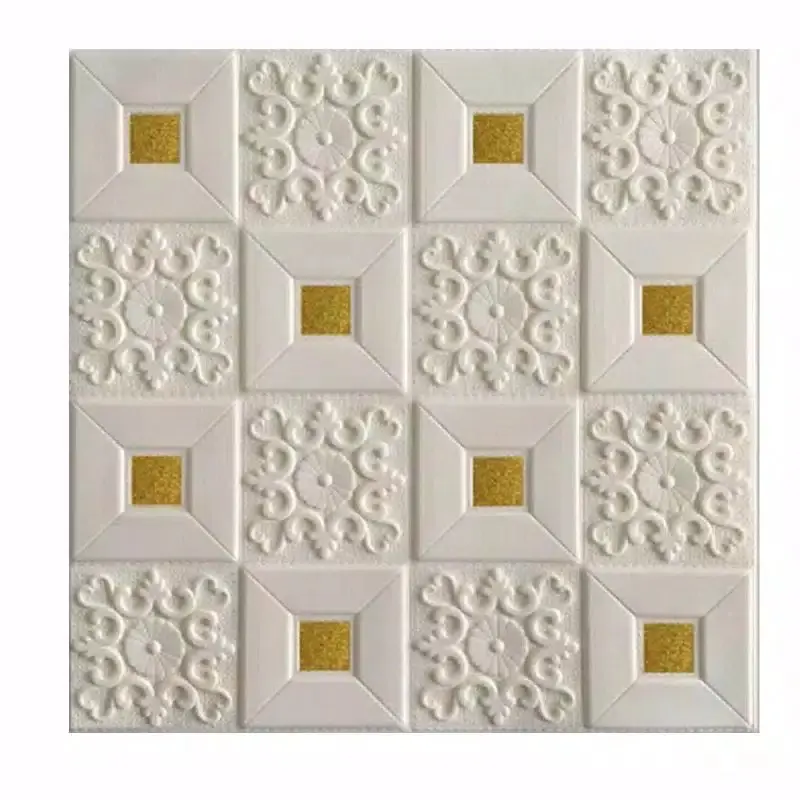 Wallpaper dinding Foam 3d Motif Batik Gold 70x70 cm Dekorasi Dinding