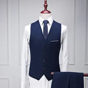 Setelan Vest Pria Warna Navy 2in1 – Rompi Modern Slimfit High Twist Premium | Outfit Formal & Dalaman Blazer