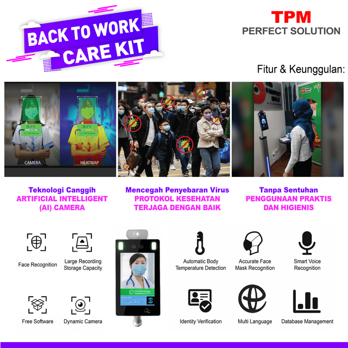 Gambar Thermal Scanner Face Recognition Attendance termometer digital camera dari TPM Perfect Solution Jakarta Pusat Tokopedia