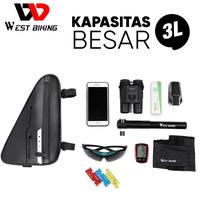 Gambar Tas Sepeda Segitiga West Biking Tas Sepeda 3L Waterproof + Reflective - Hitam dari West Biking Indonesia Jakarta Utara 2 Tokopedia