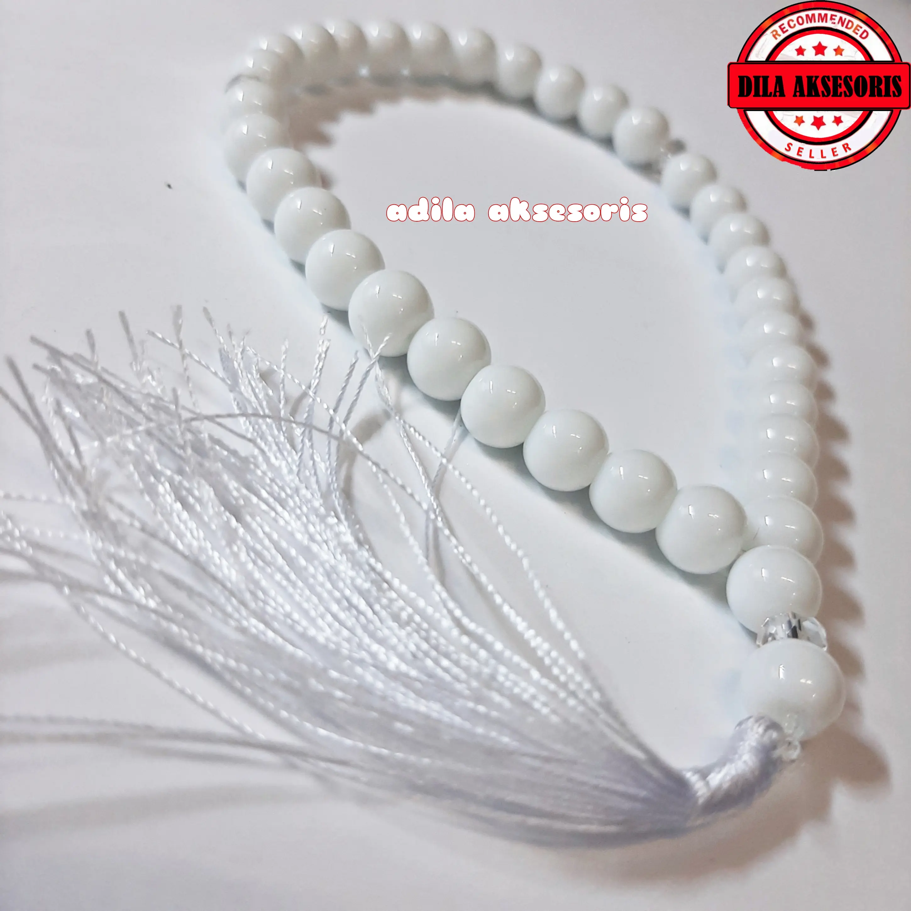 TASBIH BATU GIOK PUTIH 8M 33BUTIR