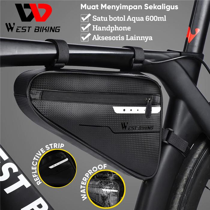 Gambar Tas Sepeda Segitiga West Biking Tas Sepeda 3L Waterproof + Reflective - Hitam dari West Biking Indonesia Jakarta Utara Tokopedia