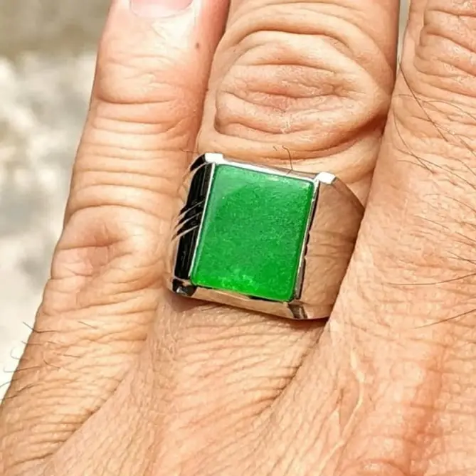 Cincin Akik Giok ijo Aventurine Cocok Untuk Hadiah Free Box 2