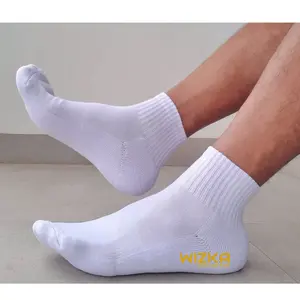 Kaos kaki Pria pendek sport tebal polos untuk olahraga kerja sekolah Hitam Putih Lembut Katun Wanita Nyaman