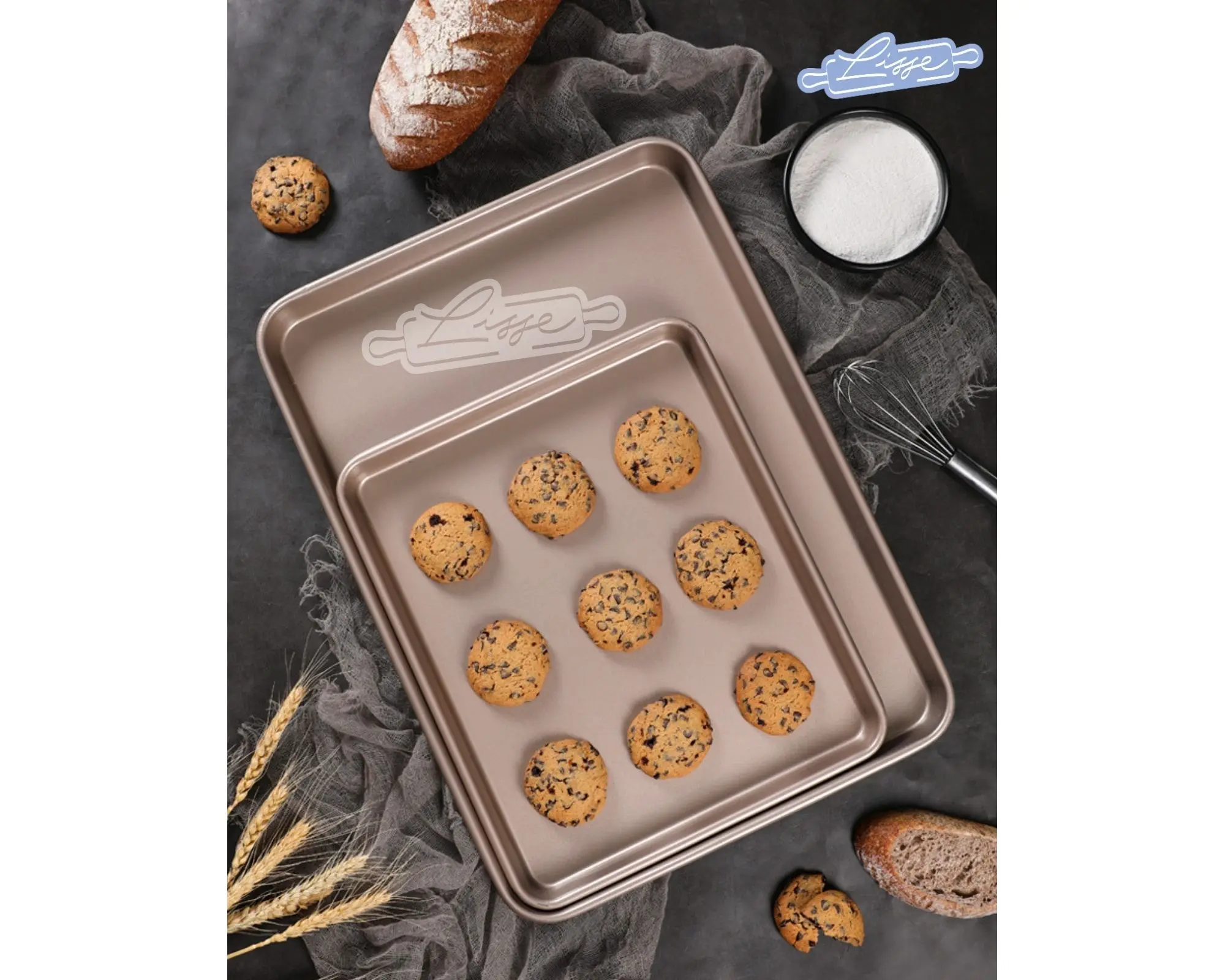 Loyang Cookies Panggangan Kue Anti Lengket Carbon steel PREMIUM Rose G