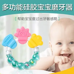 Mainan Rattle Genggam Bayi Gigitan Empeng Buah Plastik Dengan Teether