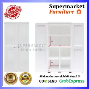 Supermarket Furniture LEMARI PLASTIK CLUB SPECTRA LARGE PREMIUM QUALITY PUTIH SLCHD Dimensi 78x42x166 cm Plastik Murni Tidak Berbau Kuat Kokoh Motif Modern Minimalis