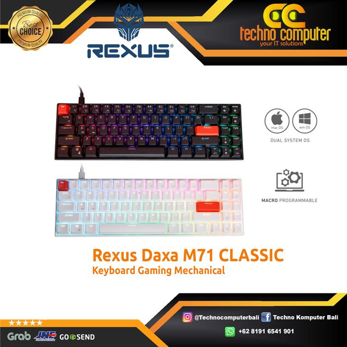 Gambar Rexus Keyboard Gaming Mechanical Daxa M71 Classic - WHITE, RED SWITCH dari Techno Computer Bali Kota Denpasar Tokopedia