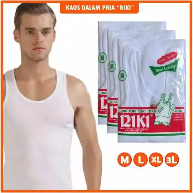 Termurah Kaos Singlet Putih RIKI M - 3L