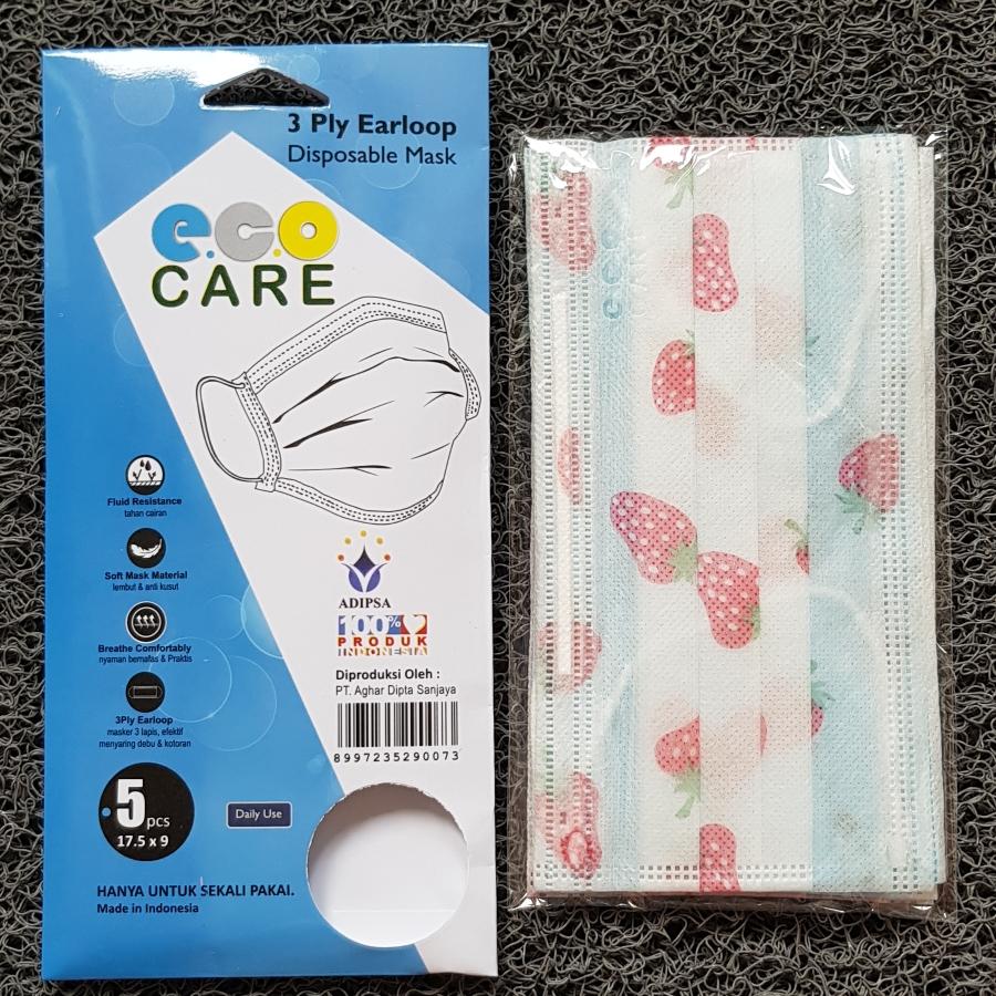 Face Mask Ecocare 5'S /Masker Earloop 3ply Ecocare