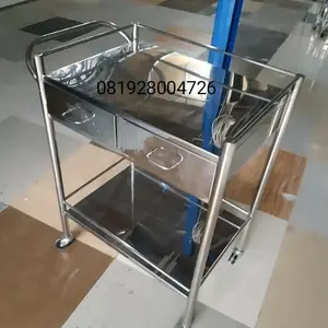 trolley 2 tahap + laci (stainless steel)