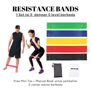 1 Set 5 Karet gym resistance band untuk latihan fitness exercise