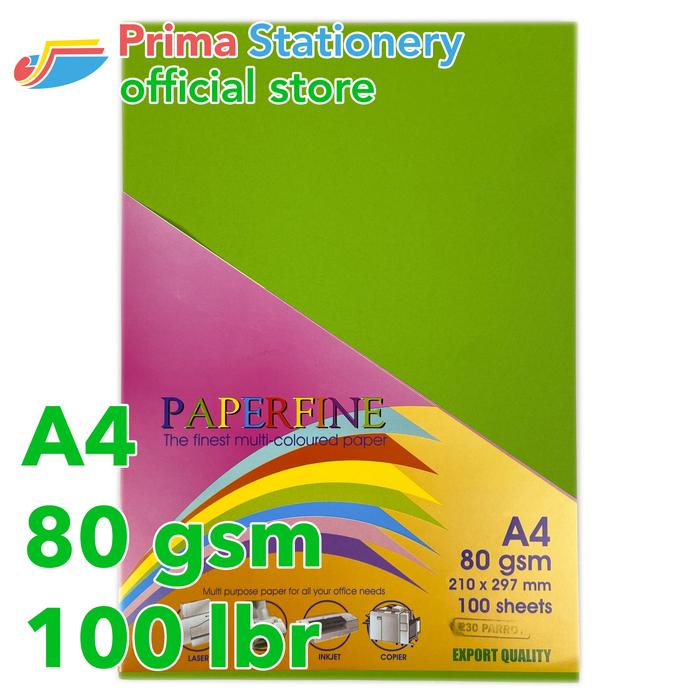 Gambar Kertas HVS A4 Paperfine Isi 100 lbr Warna Parrot dari Prima Stationery Official Kota Administrasi Jakarta Utara Tokopedia