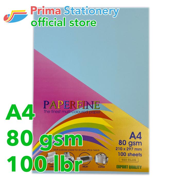 Gambar Kertas HVS A4 Paperfine Isi 100 lbr Warna Blue dari Prima Stationery Official Kota Administrasi Jakarta Utara Tokopedia