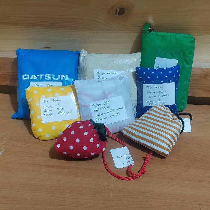 Gambar Paket sampel sample contoh tas lipat belanja murah custom dari CENDANI Kab. Sleman Tokopedia