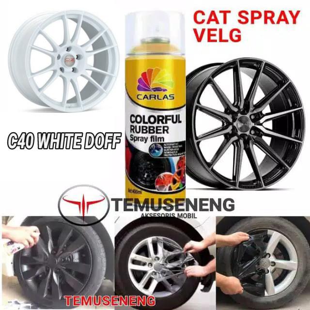 Gambar C40 CARLAS RUBBER SPRAY WHITE PUTIH DOFF CAT VELG BODY MOBIL MOTOR dari temuseneng Kab. Klaten Tokopedia