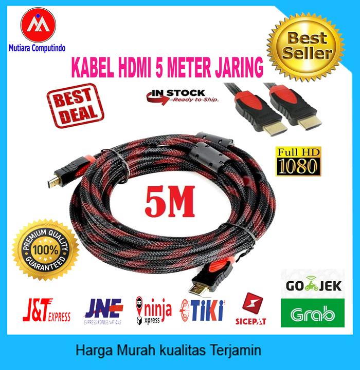 Gambar KABEL HDMI 5 M METER MODEL JARING HIGH QUALITY dari Mutiara Computindo Kab. Bekasi Tokopedia