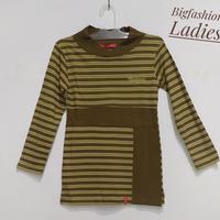 Gambar Kaos Salur Wanita Coklat Army dari BIGFASHION83 Jakarta Barat 1 Tokopedia