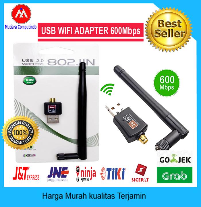 Gambar USB WIFI 600Mbps Plus ANTENA Wireless Adaptor 802.IIN FULL SPEED dari Mutiara Computindo Kab. Bekasi Tokopedia