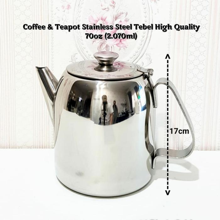 Gambar Coffee Teapot Teko Stainless steel tebel high quality 70oz 2.070ml dari RajaPapa Kota Administrasi Jakarta Barat Tokopedia