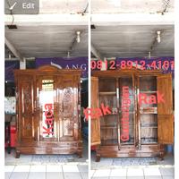 Gambar PROMO!!!LEMARI JATI PINTU 3 KACA dari toko mantap furniture Kab. Bekasi 1 Tokopedia
