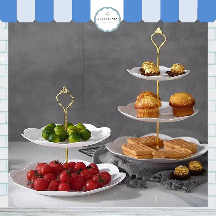 Gambar Blesstenia - Piring Saji Cake 3 Susun | 3 Layer Cake Stand dari Blesstenia Kota Medan Tokopedia