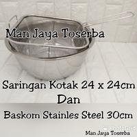 Gambar Saringan Kotak 24 x 24cm dan Baskom 30cm Stainles steel dari Man Jaya Toserba Kota Tangerang 1 Tokopedia
