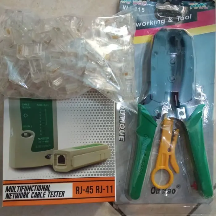 Paket Crimping Tool RJ45 100pcs Lan Tester Paket Pelajar 3 in 1 1