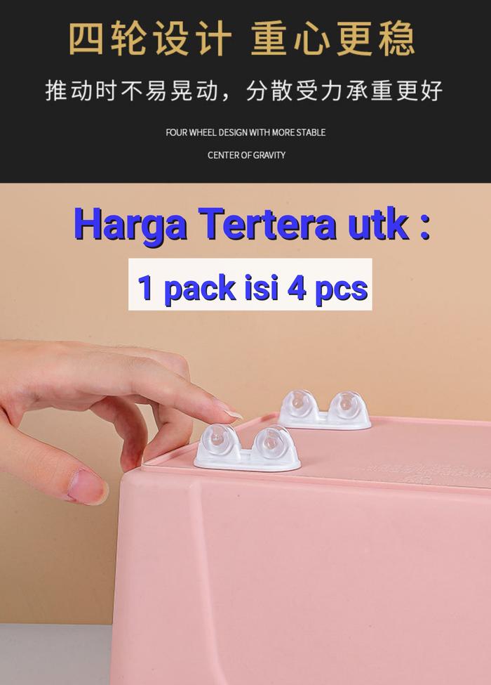 Gambar 4 pcs Roda Kecil Tambahan Model Tempel ~ Roda Kecil Tempel Kuat~Roller dari Cherish Happiness Kota Administrasi Jakarta Utara Tokopedia