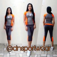 Gambar Setelan baju senam olahraga wanita jumbo dan celana 3per4 warna orange dari ZULFASPORTWEAR Kota Tangerang 4 Tokopedia
