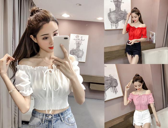 Gambar FASHION WANITA SABRINA BLOUSE KOREAN MURAH BAHAN IMPORT dari sims shop Jakarta Barat Tokopedia