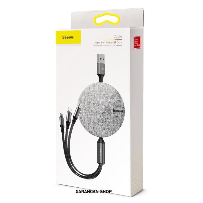 Gambar Baseus Fabric 3-in-1 Flexible USB Cable Original / Kabel Data dari Garangan Shop Jakarta Barat Tokopedia