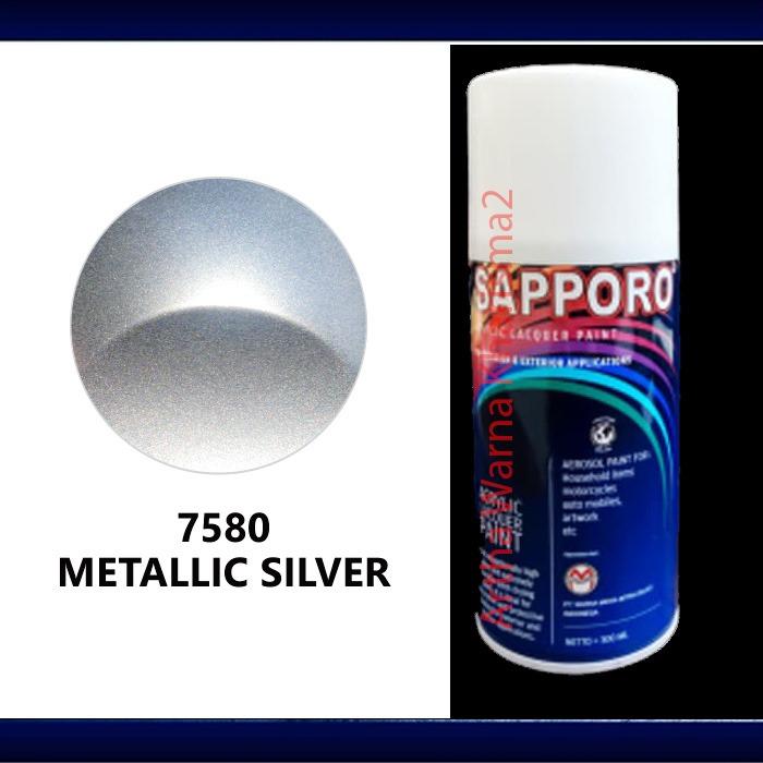 Gambar Cat Semprot Sapporo Metallic Spray Pylox 7580 Metallic Silver 300 ml dari Sapporo Official Jakarta Barat - artha warna kharisma2 Jakarta Barat Tokopedia