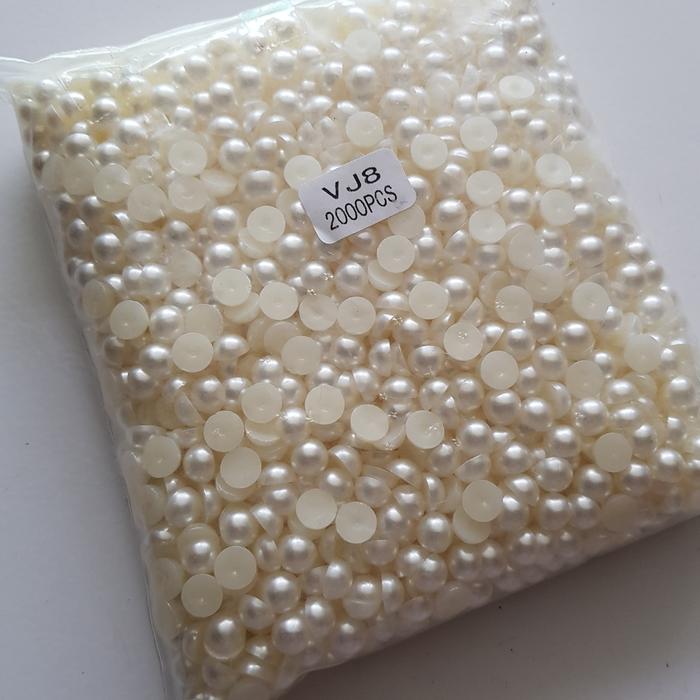 Gambar Kode: M22-5 Mutiara belah PREMIUM Putih TANPA LUBANG 8 mm dari MEILINDA BAHAN.CRAFT Kota Surabaya Tokopedia