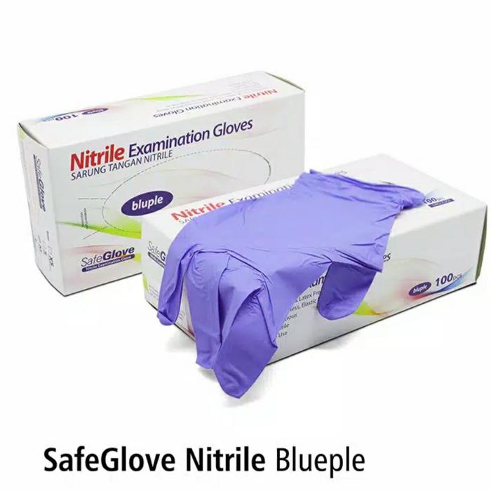 Gambar sarung tangan nitril non powder SafeGlove Blueple isi 100 dari kimory.moru Kab. Bandung Barat Tokopedia