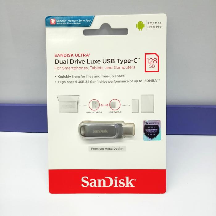 Gambar OTG Type C sanDisk 128GB USB 3.1 Luxe Original Garansi Resmi dari TXC Shop Acessories Kota Tangerang Selatan Tokopedia
