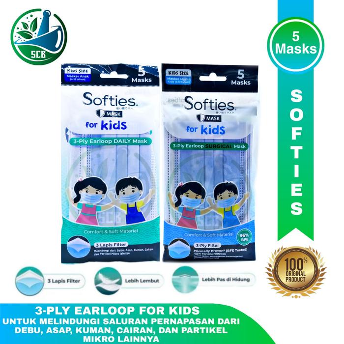 Gambar Masker anak Softies For Kids 3 Ply Earloop Daily / Surgical Masks - Is dari SCB88 Kota Administrasi Jakarta Timur Tokopedia