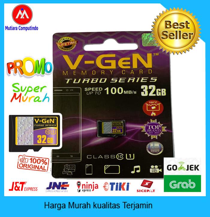 Gambar Memory Card Micro SD V-Gen 32GB TURBO SERIES Class 10 Class ORIGINAL dari Mutiara Computindo Kab. Bekasi Tokopedia