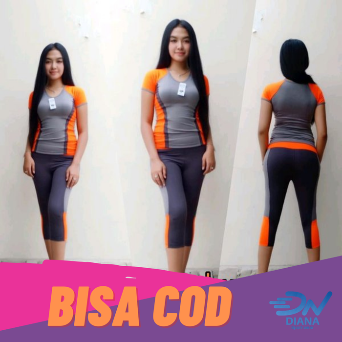 Gambar Setelan baju senam olahraga wanita jumbo dan celana 3per4 warna orange dari ZULFASPORTWEAR Kota Tangerang Tokopedia