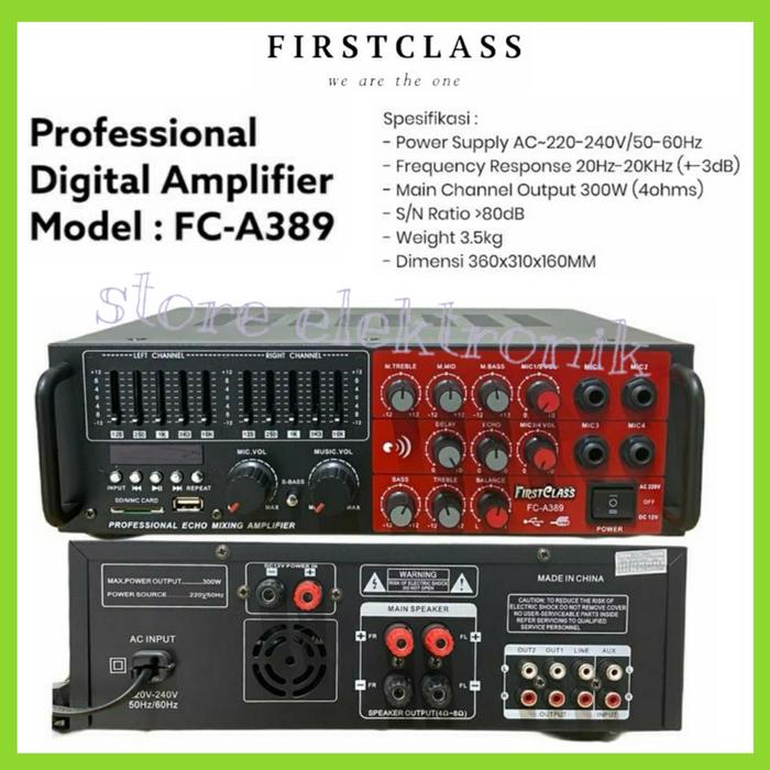 Gambar Ampli Firstclass FC-A389 Amplifier Firstclass Fc 389 Bluetooth Usb dari Store Elektronik Com Kota Administrasi Jakarta Barat Tokopedia