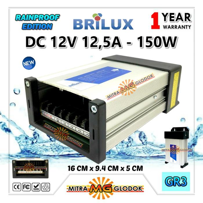 Gambar BRILUX RAINPROOF OUTDOOR TRAVO DC 12V 12.5A 150W GARANSI 1 TAHUN - GR3 dari Mitra Glodok LED Kota Administrasi Jakarta Selatan Tokopedia