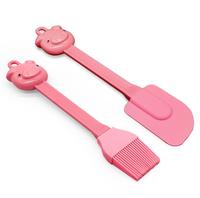 Gambar Set 2 in 1 spatula medium dan kuas silikon piglet pink dari Cherries Bakeware Jakarta Barat 2 Tokopedia
